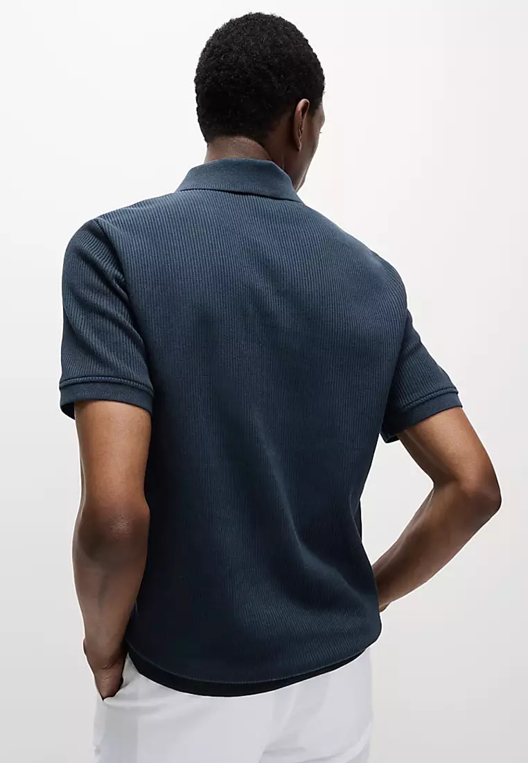 Pure Cotton Textured Polo Shirt