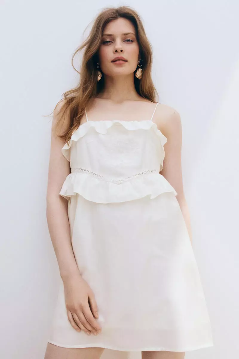 Frill-trimmed strappy dress