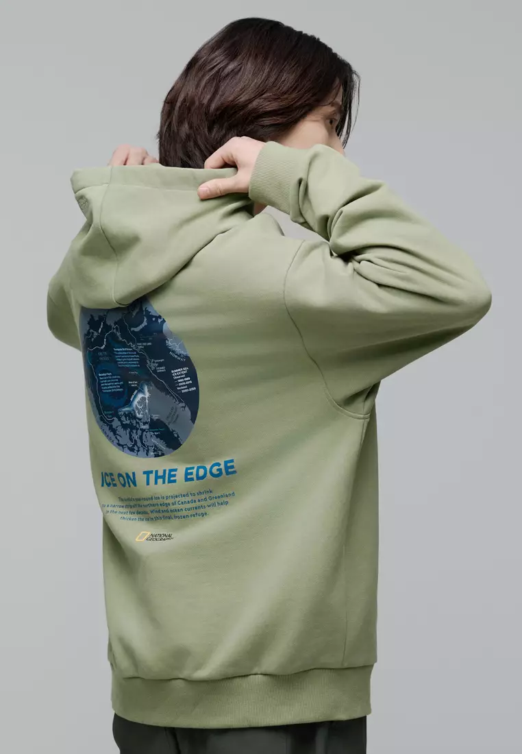 男女同款冰河圖案半寬鬆連帽衛衣