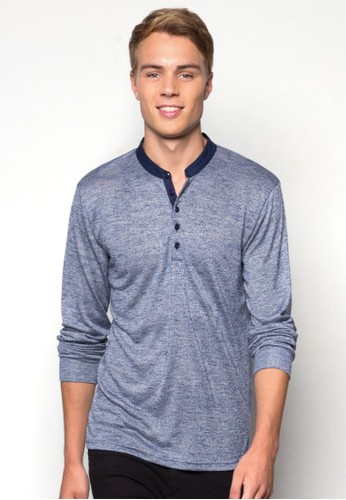 Henley Mix Fabric Pullover