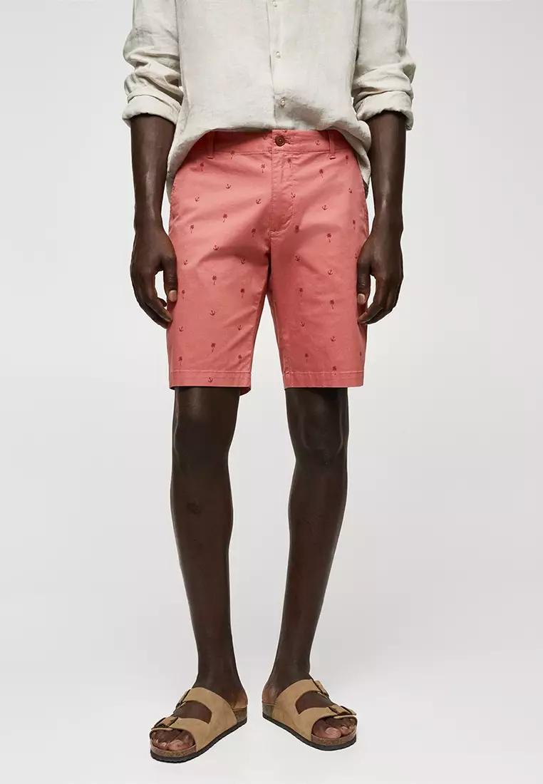Buy MANGO Man Slim Fit Cotton Micro Printed Bermuda Shorts 2024