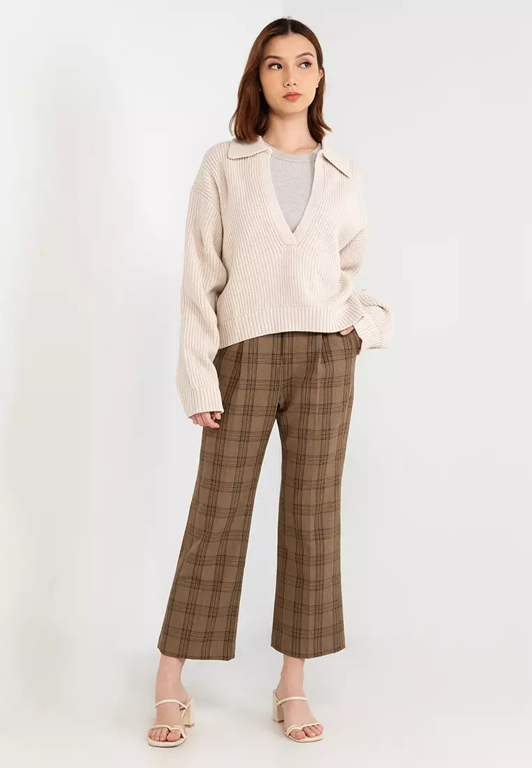 羅紋開領針織衫