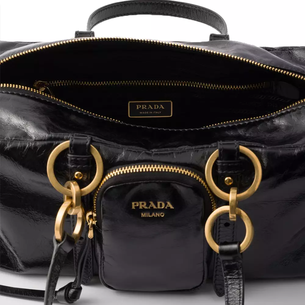 [12.12 Dealcember] Dangle Medium Leather Top Handle Bag Black