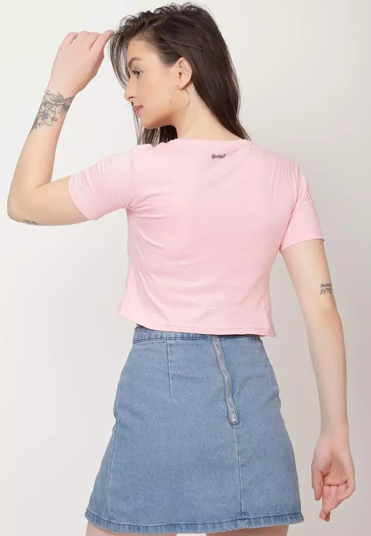 Adventure Graphic Relaxed Short Sleeve Stylish Pink Cotton  Casual Graphic Print Tee/TShirt