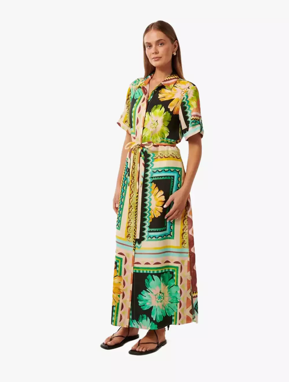 Mila Printed Shirt Midi Dress
