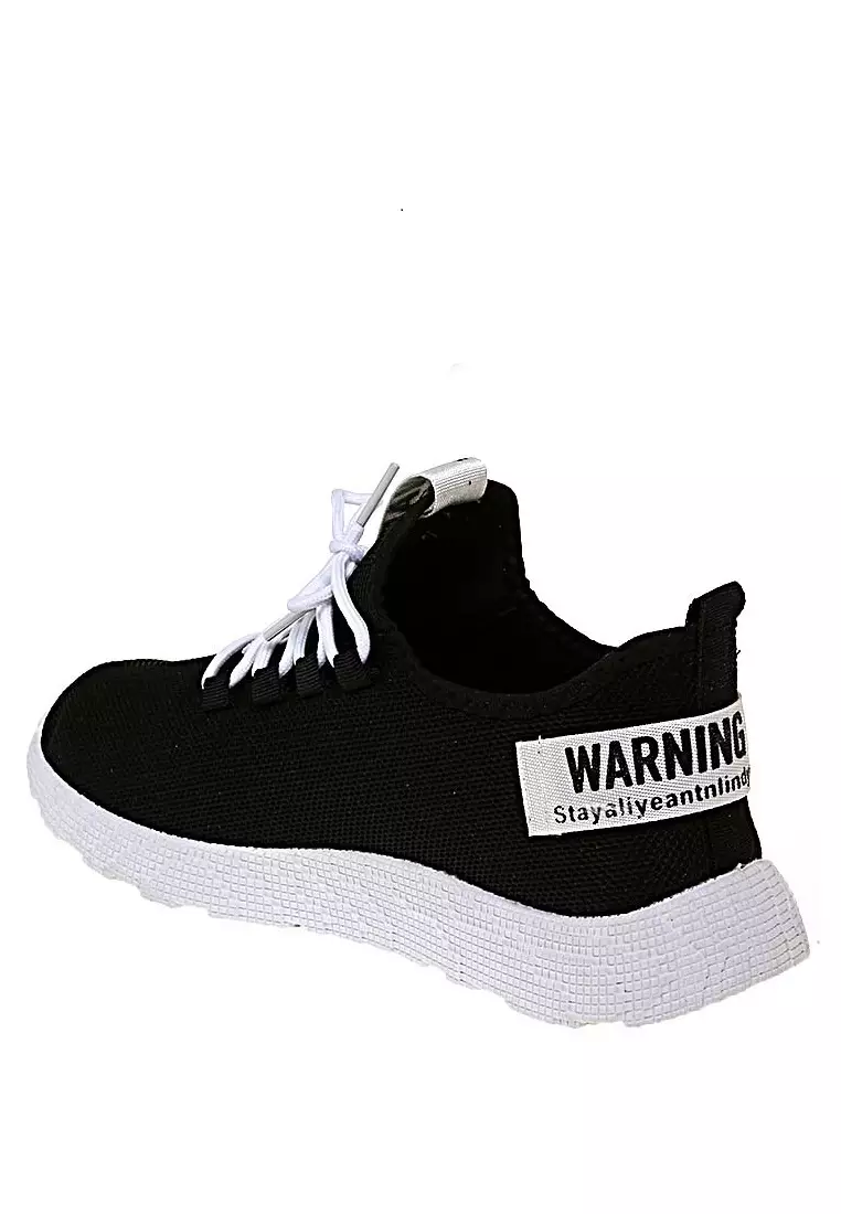 Chayton Sepatu Olahraga Pria Sneakers Warning Two Tone Casual Sport Shoes Material Fabric ORIGINAL - Black White