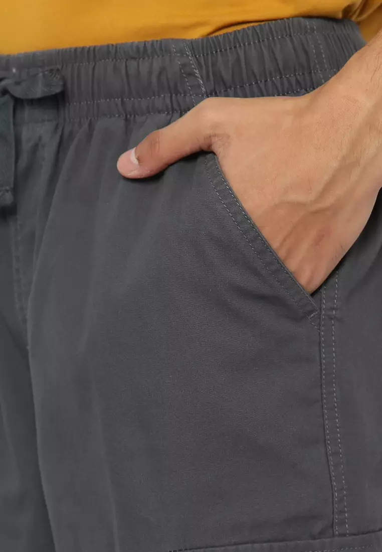 RBJ Celana Pendek Karet Cargo Cotton Dark Grey Pria