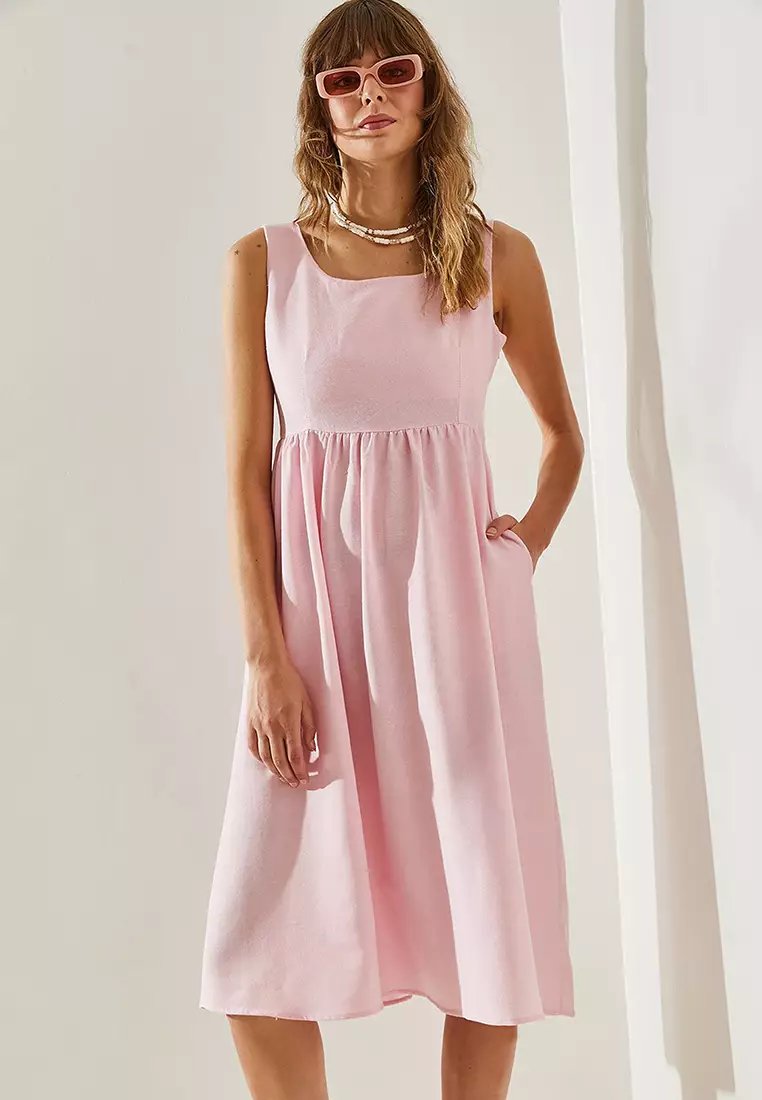 Women's Thick Strap Gabardine Linen 5936 Dress 60251390
