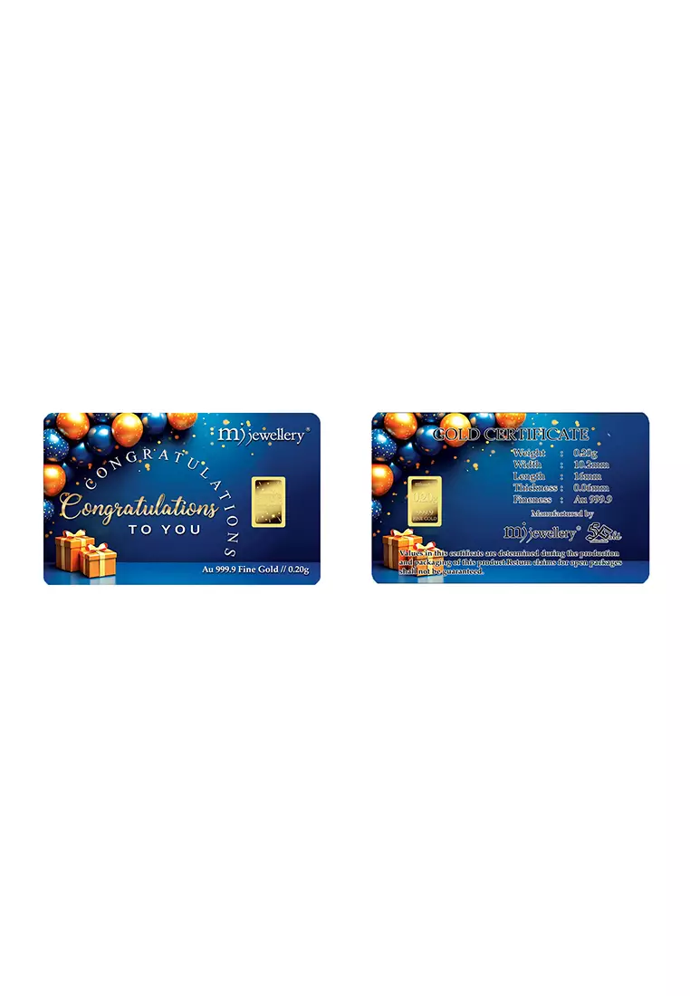 5G Gold Collection 999.9/24K Congratulations Series Gold Bar (0.2g)