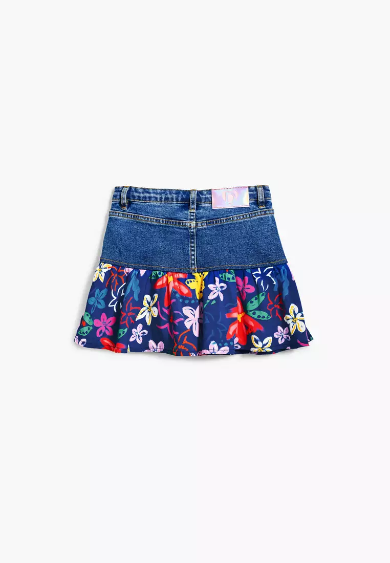 Ruffled denim skirt