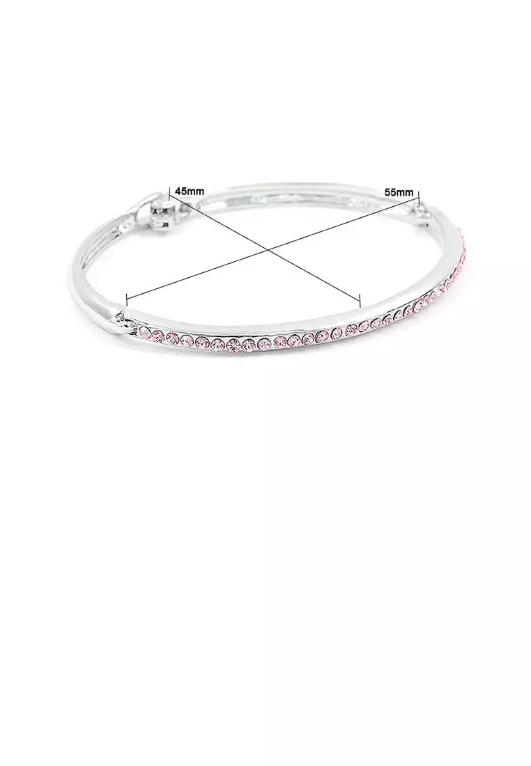 Elegant Bangle with Pink Austrian Element Crystals