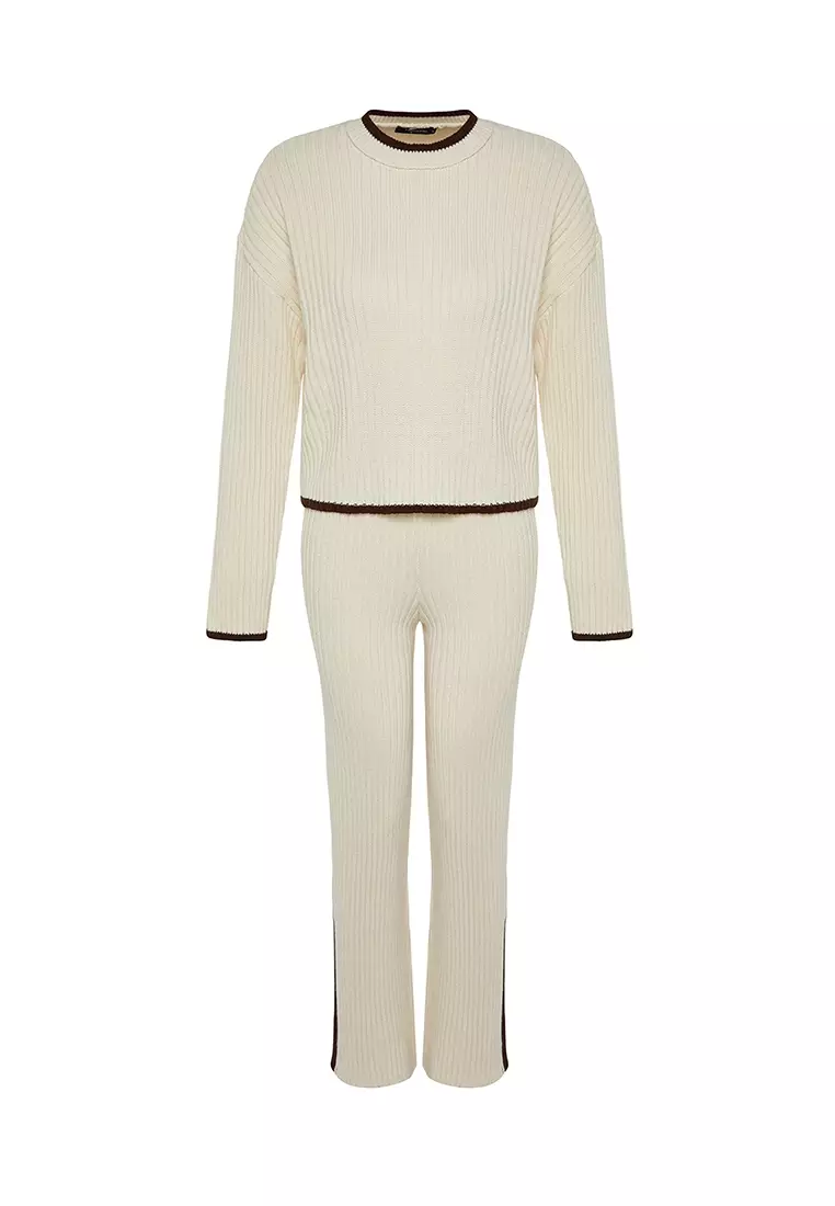 Slits Knitted Top and Pants Set