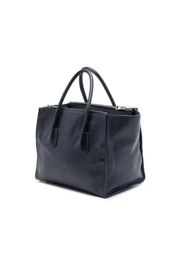 Pre-Loved Prada Glace Calf Twin Pocket Double Handle Satchel