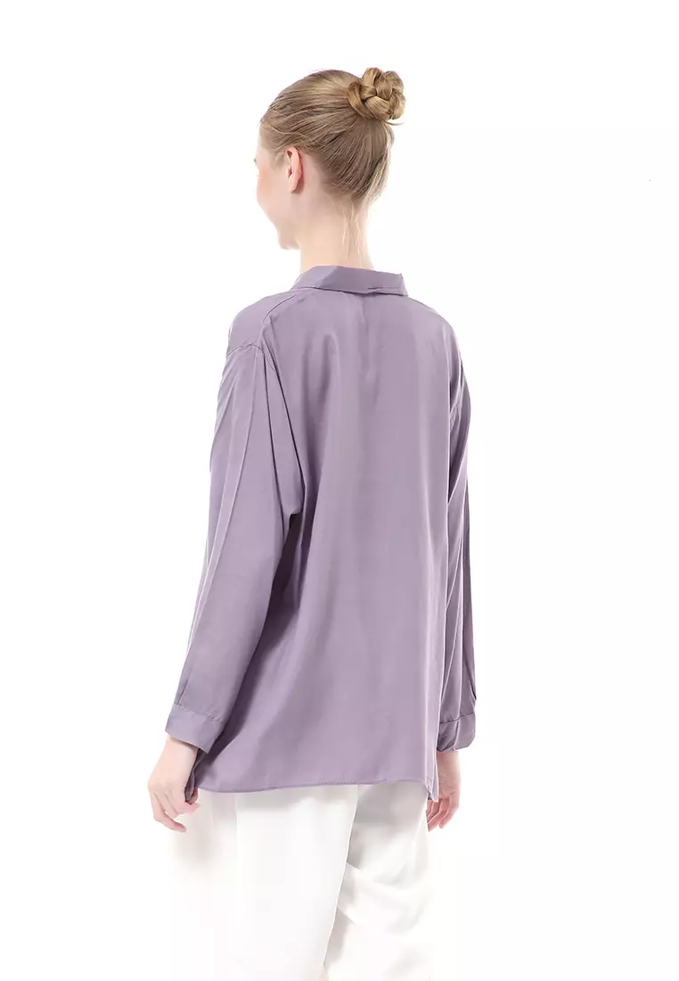 Ayudia Shirt Long Sleeve Atasan Wanita Premium Quality - Grey
