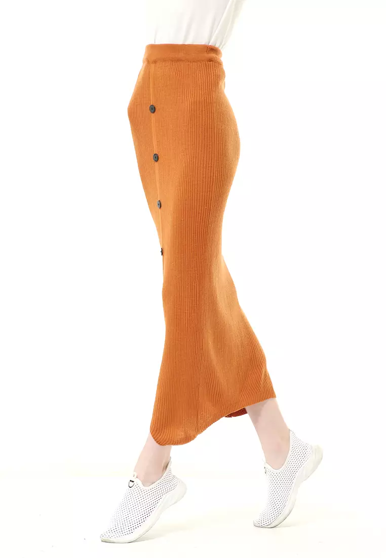 Deliana Rok Rajut Kancing Bawahan Wanita Premium Quality - Coral