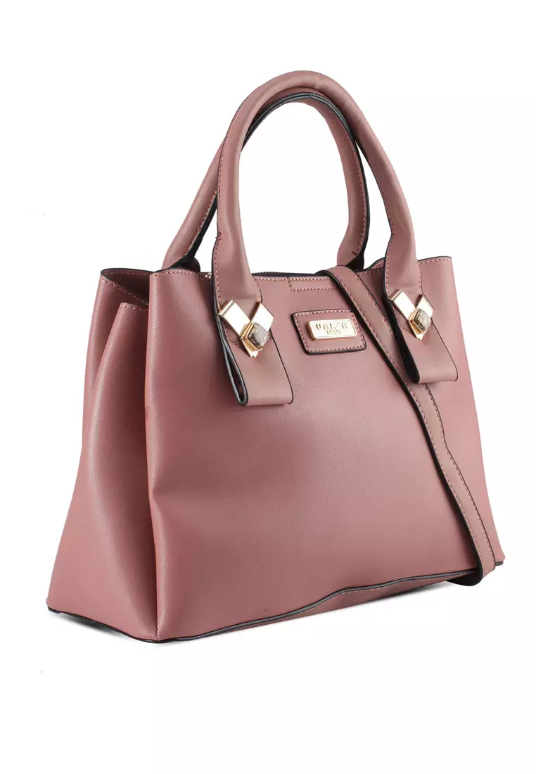 Faux Leather Multi-Compartment Convertible Top Handle