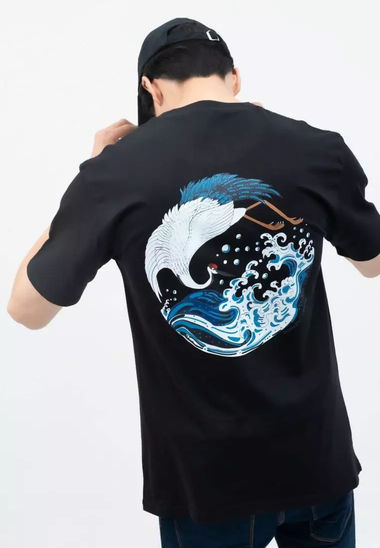 Houseofcuff T-shirt Kaos Hitam Motif Bangau Laut Tersedia Size S-4XL