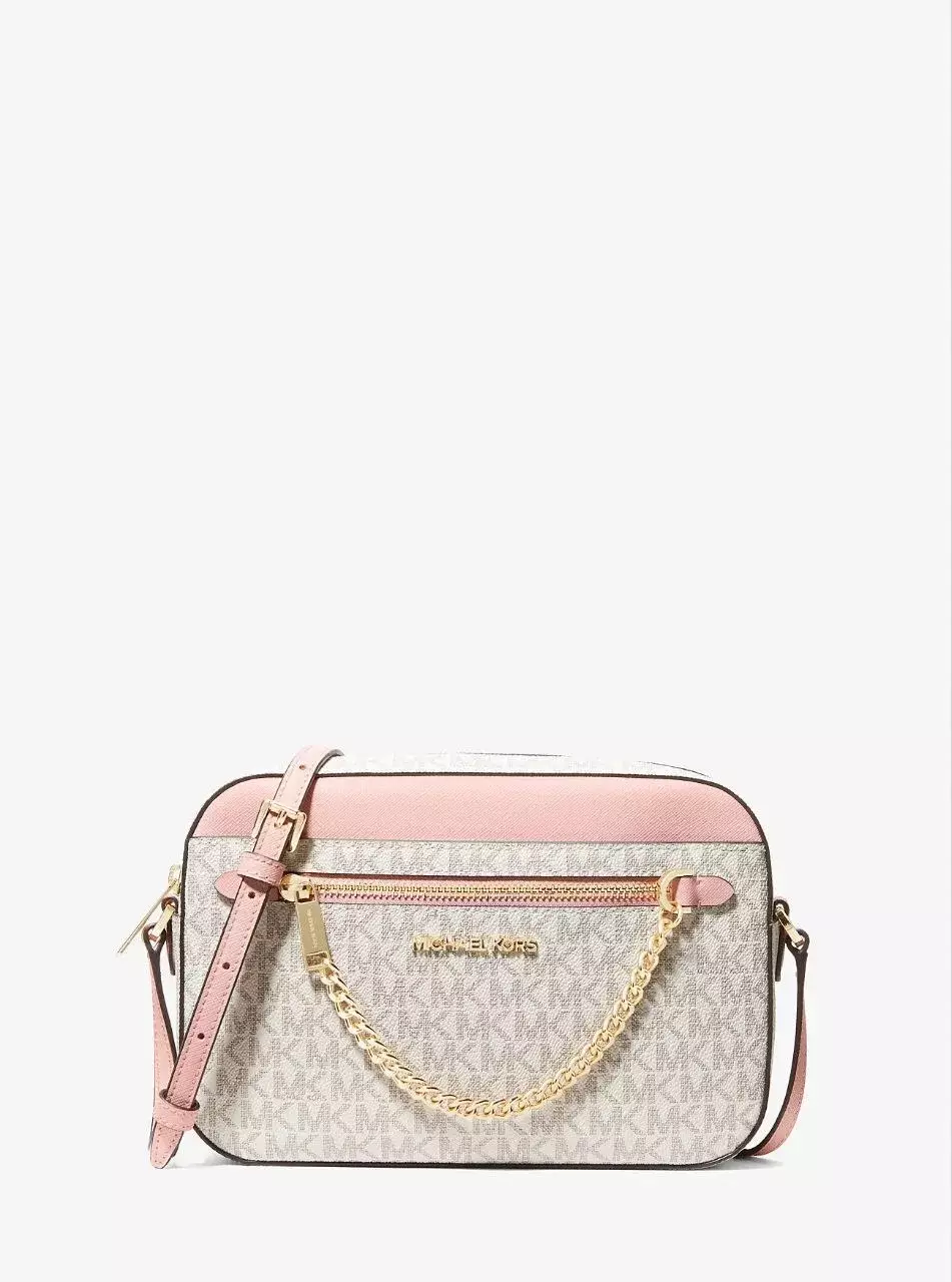 MICHAEL KORS Jet Set Large Logo Crossbody Bag Powder Blush Multi