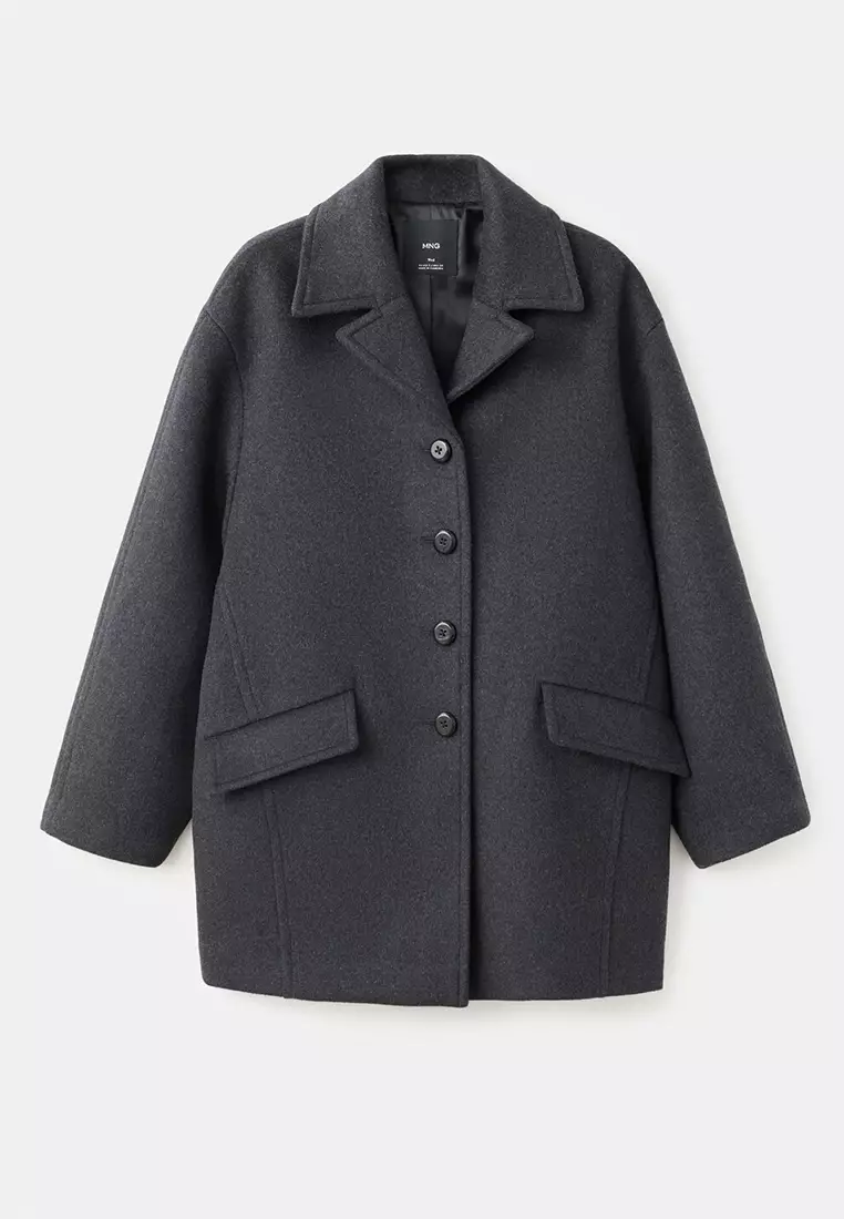 Wool-Blend Coat With Button Fastening