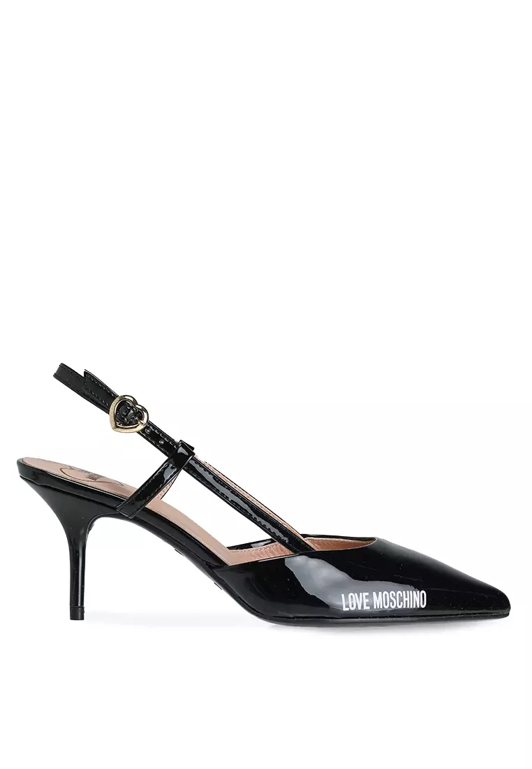 Discount on Love Moschino  shoes - SKU: Logo Slingback Heels (nt)