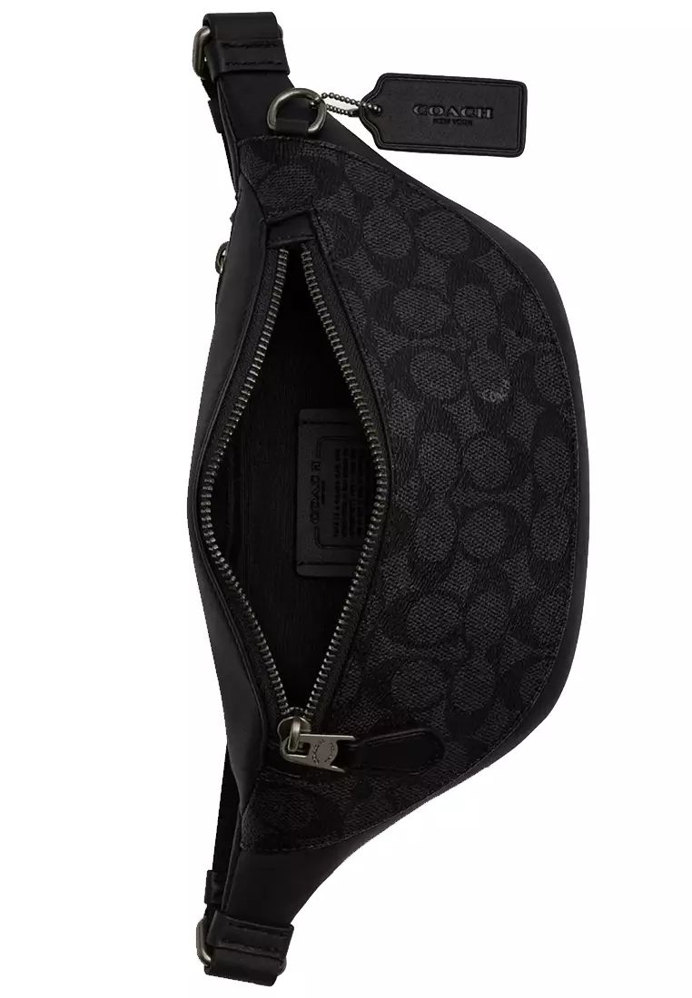 Warren Mini Belt Bag In Signature Canvas in Charcoal/ Black CW369