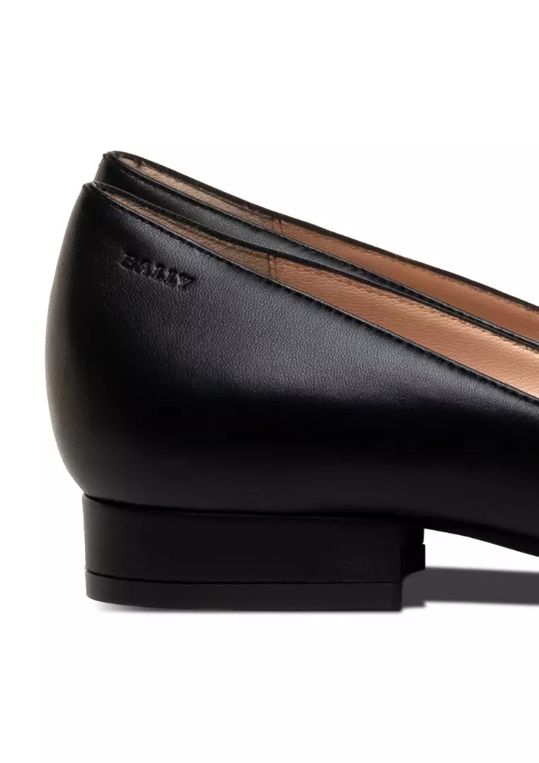 Elsia O Leather Flat Shoes - Black