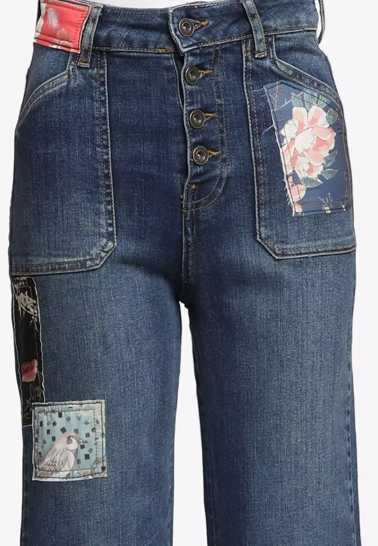Patches Wide Legs Jeans