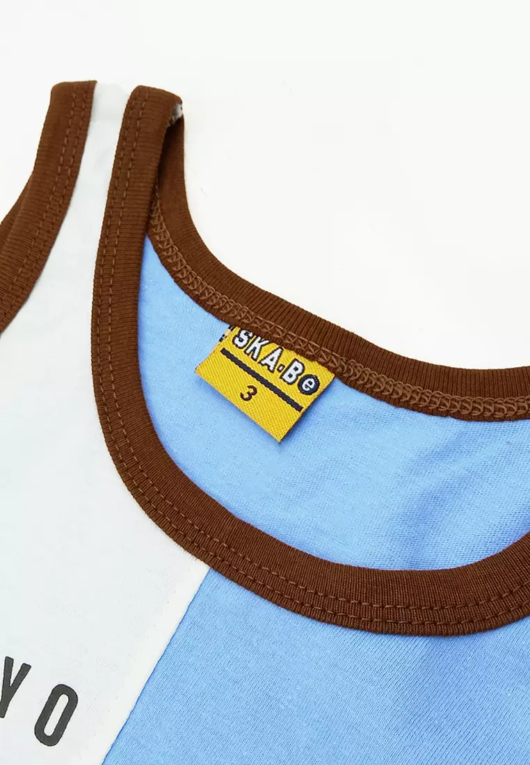 Wakakids Baju Anak Laki Laki Atasan Kaos Singlet Motif New York City 4063 Skats Biru Muda