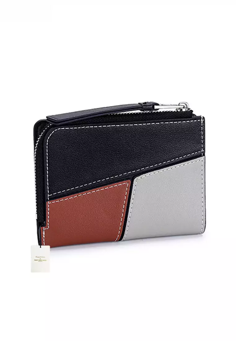 Genuine Leather Color Patching Bifold Wallet JW YT-109