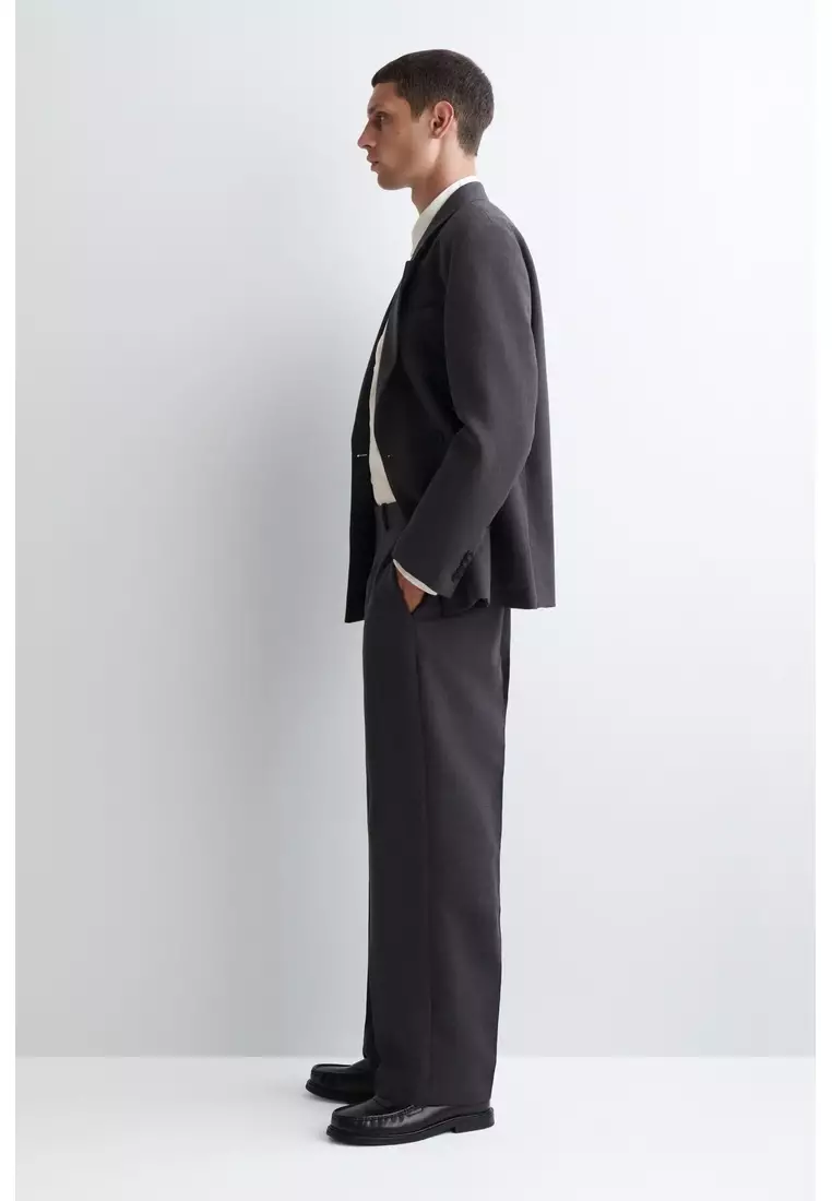 WOOL-BLEND RELAXED-FIT STRAIGHT-LEG TROUSERS