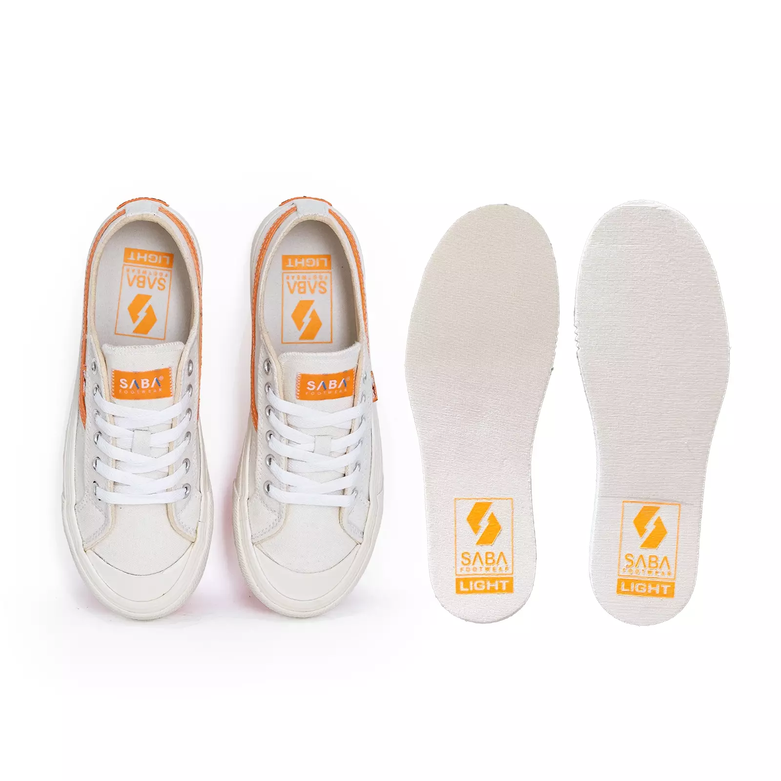 SABA Veloz Light Off White Orange - Sepatu Sneakers Casual Pria Wanita