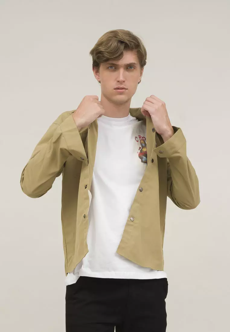 Jaket pria parka unisex jacket trucker cream flamingo houseofcuff