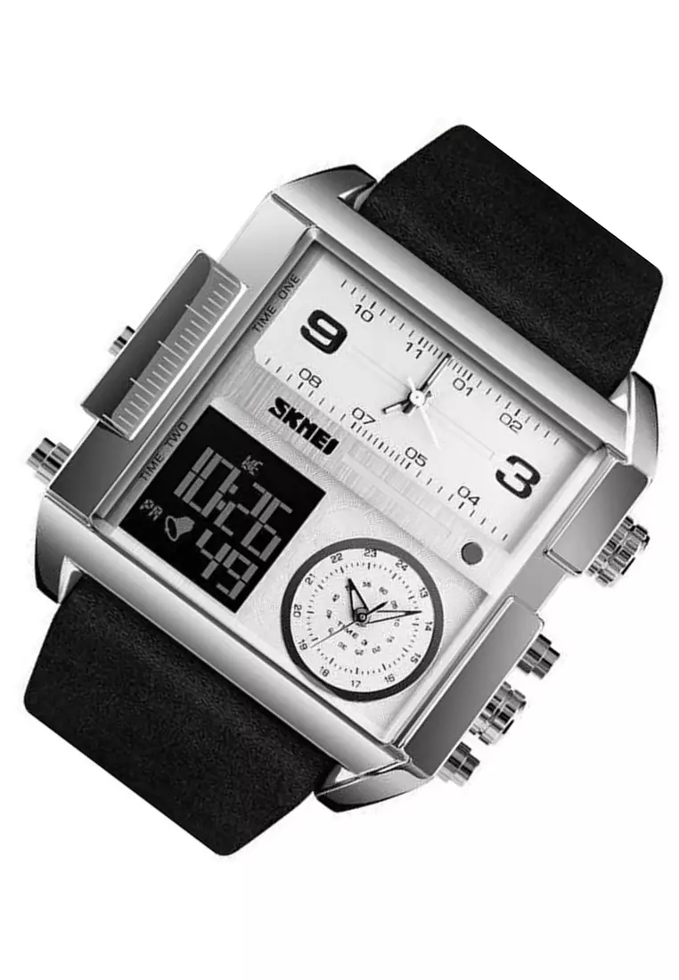 Vogue Jam Tangan Digital Analog Pria Waterproof Strap Tali Material PU Leather ZX34 ORIGINAL