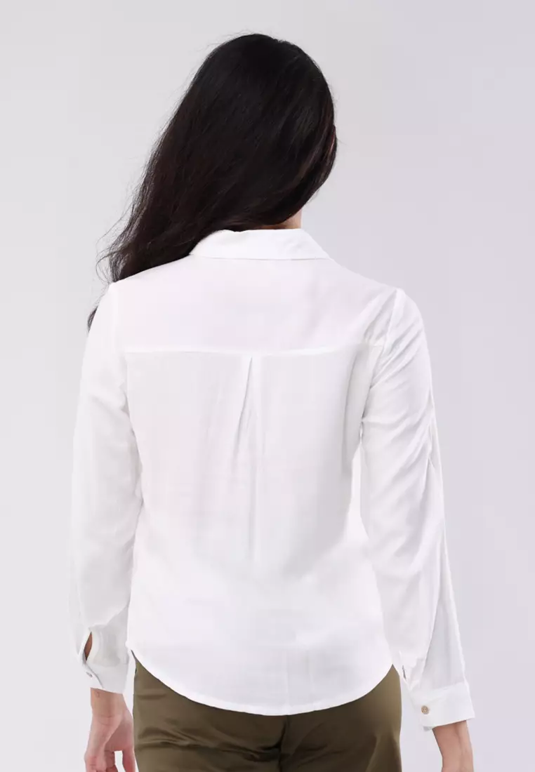 Bold Twill Long Sleeves Collared Blouse