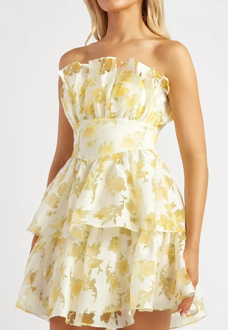 Ruffled Floral Organza Dress