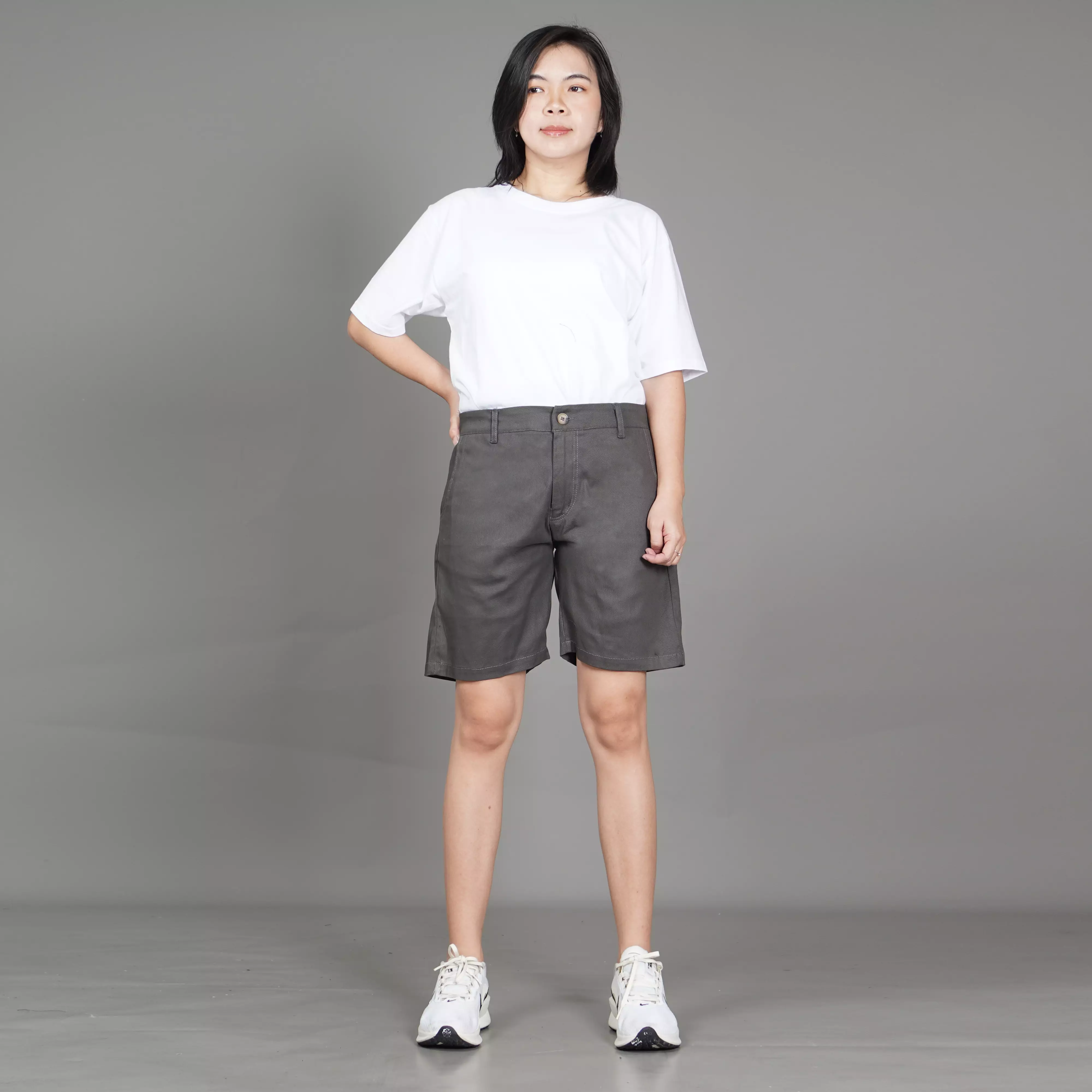  FRELY Celana Pendek Wanita Chino Pendek Wanita Chinos Pants - ABU TU