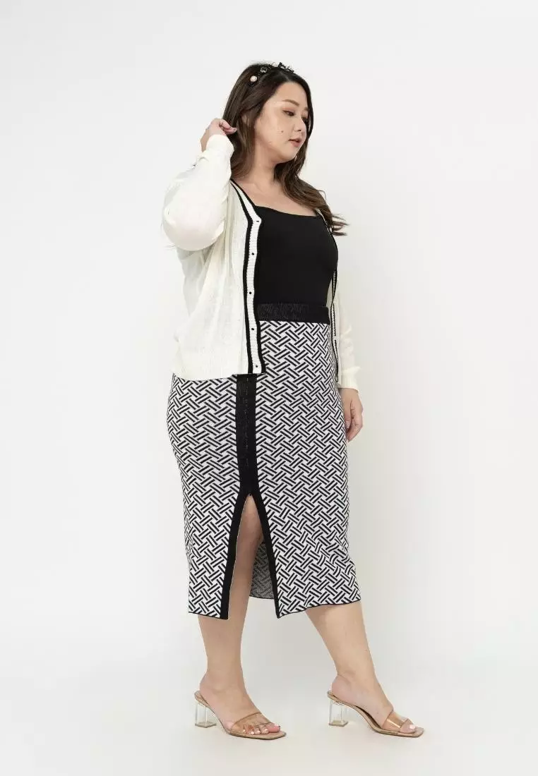 Plus Size Knit Skirt Iselle Black