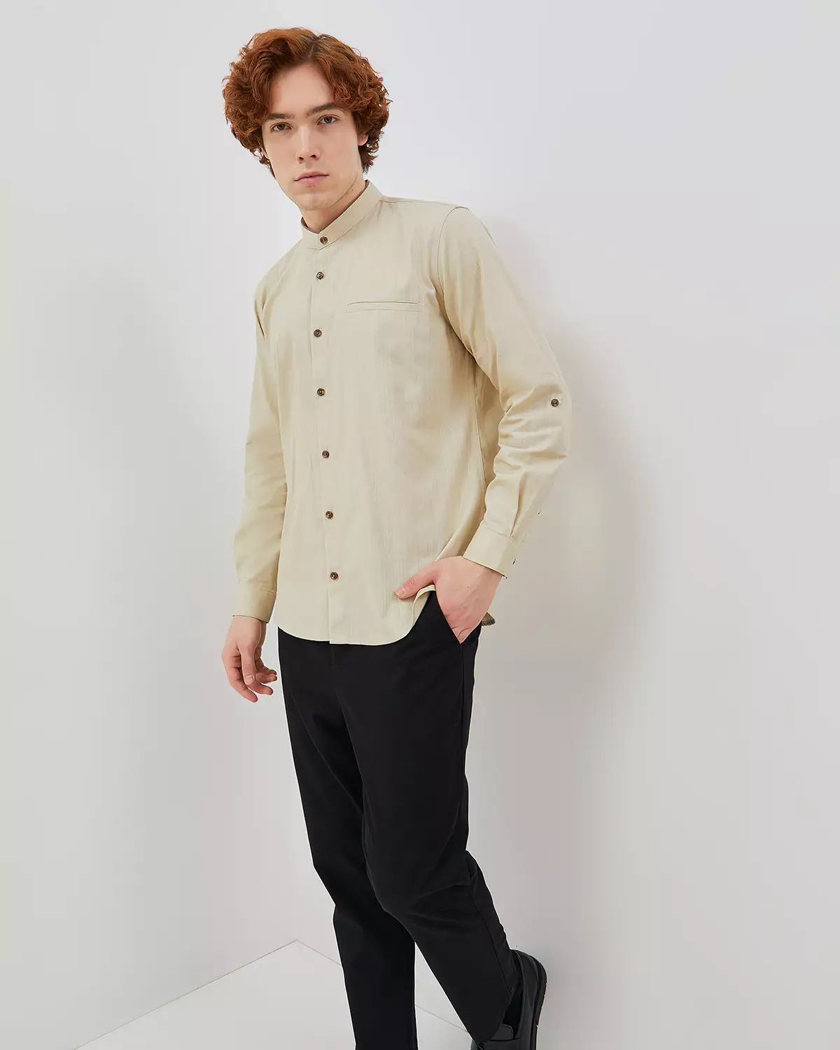 MEN'S CREAM LONG SLEEVE KOKO SHIRT