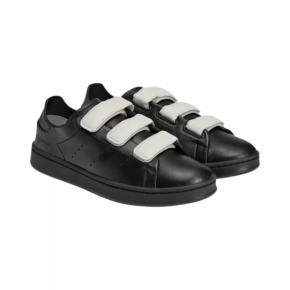 Stan Smith Hook and Loop Leather Sneakers Black/Orbit Grey