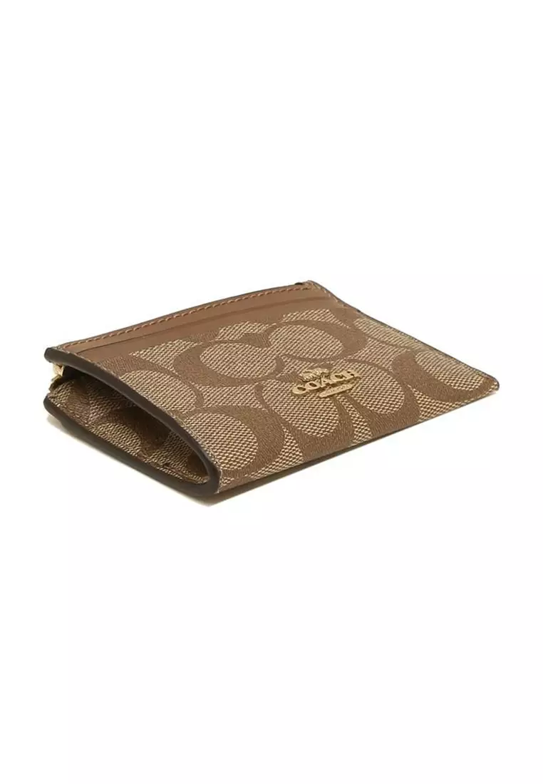 COACH Attachment Card Case In Signature Canvas Brown Pink CE697 – LussoCitta