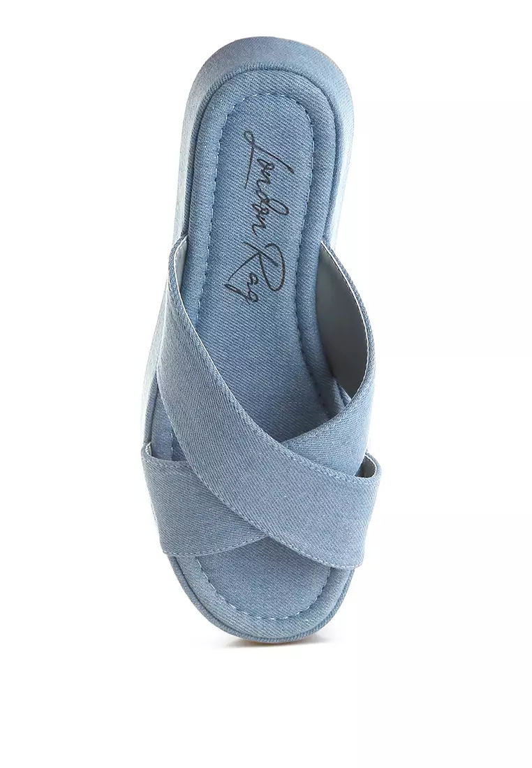 Denim Flatform Slip Ons
