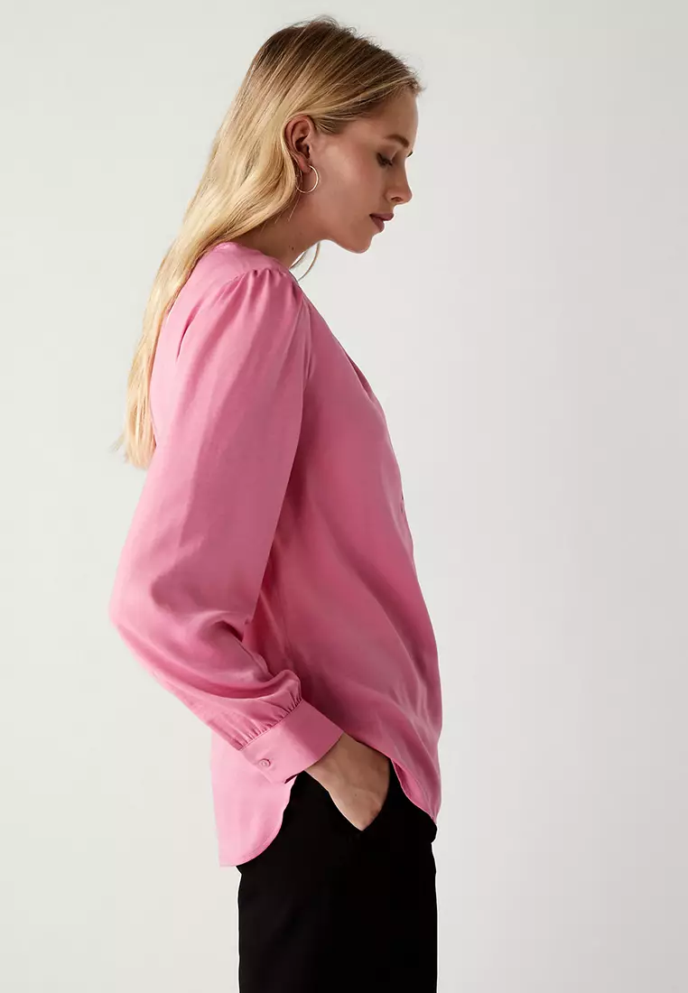 Round Neck Popover Blouse