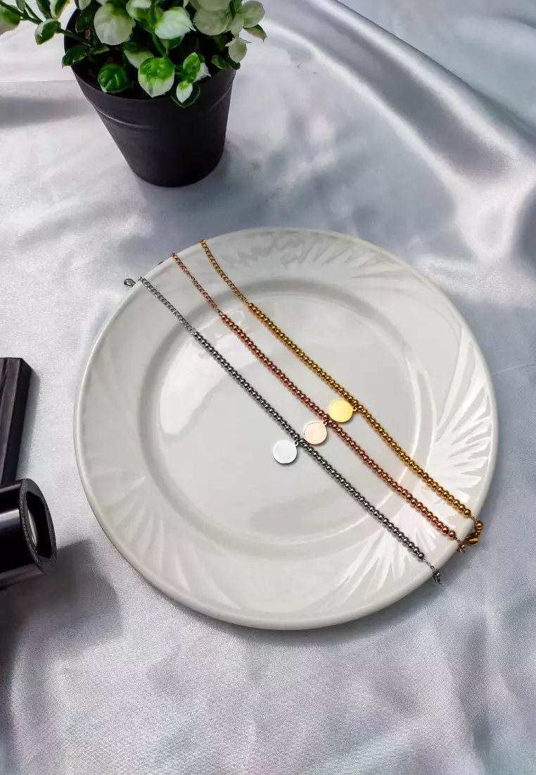 Medallion Round Engravable Pendant Bracelet (Gold)