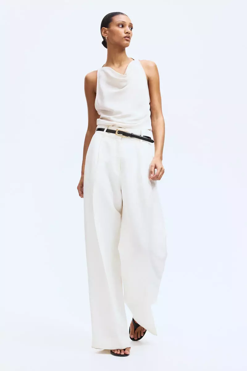 Cowl-neck satin top