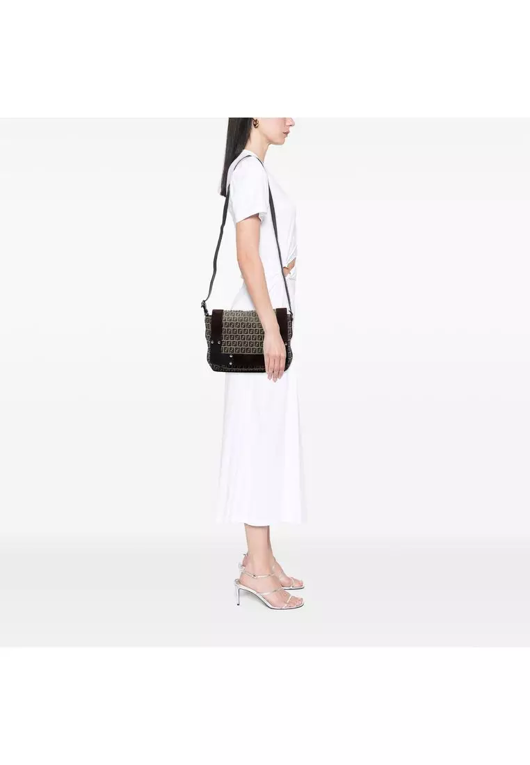 Pre-Loved Fendi Zucchino Canvas Messenger Bag