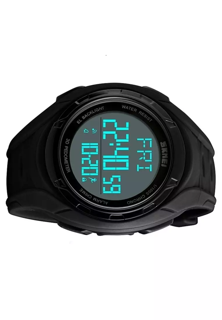 Jam Tangan Olahraga Pria Pedometer 3D Waterproof 50m Strap Tali Material Silikon QE12 ORIGINAL