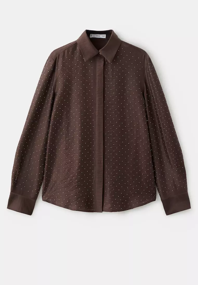 Satin Shirt with Rhinestones