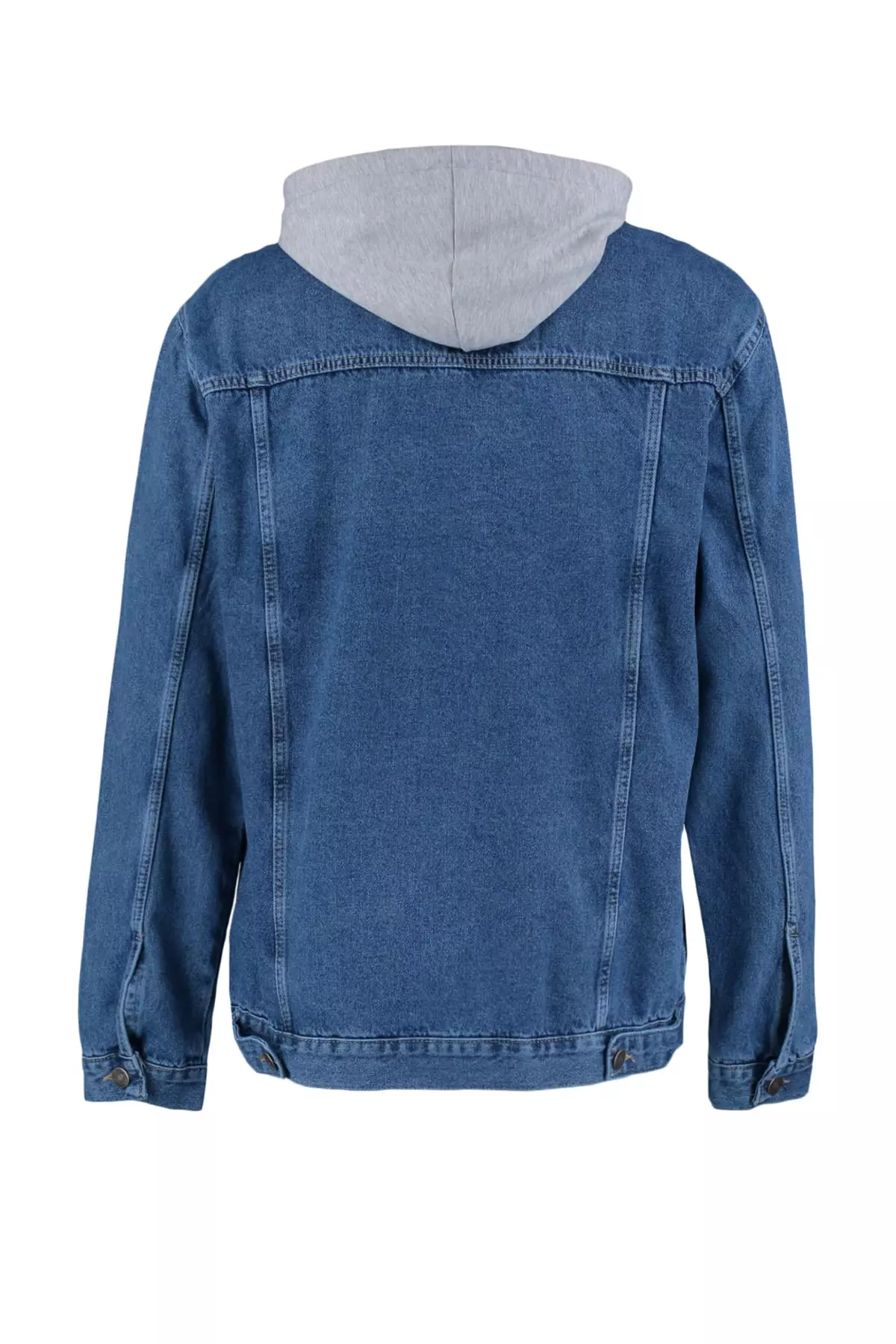 Men's Indigo Regular Fit Knitted Denim Jacket with a Hooded