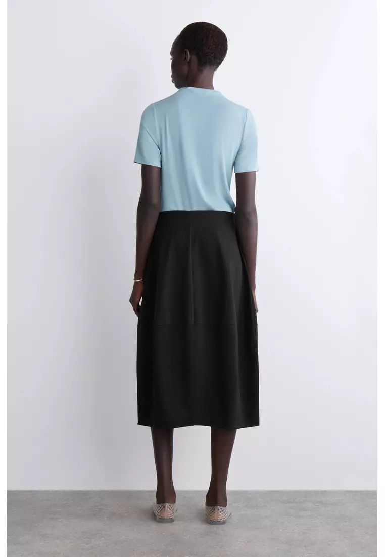 ROUNDED COTTON MIDI SKIRT