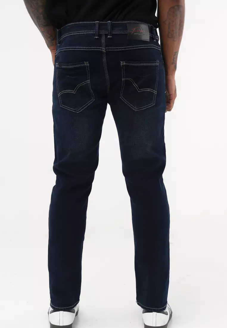 Denim Long Pants Slim Tapered Fit Stretch